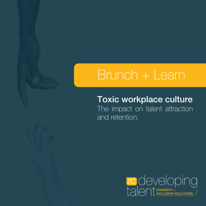 Brunch and learn announcement for toxic workplace culture